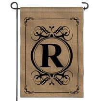Bandeira de jardim Anley Classic Monogram Letter R 45x32cm Poliéster
