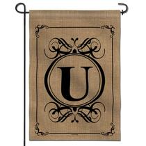Bandeira de jardim Anley Classic Monogram Letter U 45x32cm Poliéster