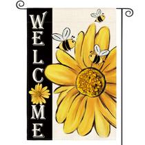 Bandeira de jardim AVOIN colorlife Spring Summer Bee Girassol 30x45cm
