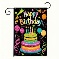 Bandeira de jardim BlissYard Feliz Aniversário 30x45cm Poliéster