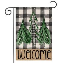 Bandeira de jardim Dsben Welcome Árvores de Natal 30x45cm Poliéster
