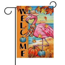 Bandeira de jardim Dyrenson Welcome Fall Flamingo 30x45cm Poliéster Bandeira de jardim Dyrenson Welcome Fall Flamingo 30x45cm Poliéster