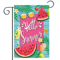 Bandeira de jardim HOSTEY Hello Summer Watermelon 30x45cm ao ar livre