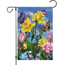 Bandeira de Jardim Louise Maelys 30x46 cm de Juta com Borboleta