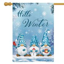 Bandeira de jardim Louise Maelys Hello Winter Gnome 30x45cm Serapilheira