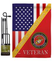 Bandeira de jardim, sede do Corpo de Fuzileiros Navais, com suporte USMC 13 x 18,5 polegadas Bandeira de jardim, sede do Corpo de Fuzileiros Navais, com suporte USMC 13 x 18,5 polegadas