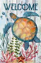 Bandeira de jardim Texupday Welcome Turtle Tropical Ocean 30x45cm