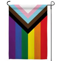 Bandeira de jardim UTSANG Progress Pride Rainbow 32x45cm Poliéster Bandeira de jardim UTSANG Progress Pride Rainbow 32x45cm Poliéster