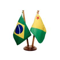 Bandeira De Mesa Brasil E Estado Acre 12x17cm - Pátria Bordados