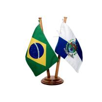 Bandeira De Mesa Brasil E Estado Rio De Janeiro 12x17cm - Pátria Bordados