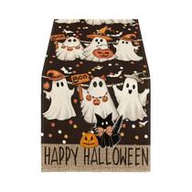 Bandeira De Mesa De Halloween Com Fantasma, Abóbora, Lanterna E Gato Preto Para Decoração De Festa Bandeira De Mesa De Halloween Com Fantasma, Abóbora, Lanterna E Gato Preto Para Decoração De Festa