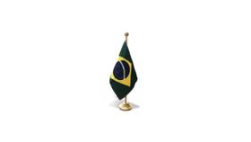 Bandeira de mesa do brasil dupla face (oficial) com base em madeira