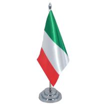 Bandeira de Mesa Itália 29cm - Poliéster Brilhante - PVC Cromado