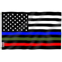 Bandeira de poliéster Anley Fly Breeze Thin Blue Red Green Line 90x150cm Bandeira de poliéster Anley Fly Breeze Thin Blue Red Green Line 90x150cm