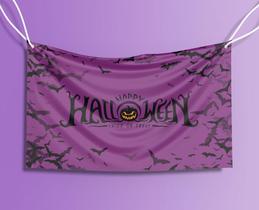 Bandeira Decorativa Abóbora Happy Halloween 80cmx140cm Tecido Oxford 100% Poliéster