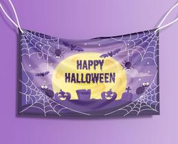 Bandeira Decorativa Lua Happy Halloween 80cmx140cm Tecido Oxford 100% Poliéster Bandeira Decorativa Lua Happy Halloween 80cmx140cm Tecido Oxford 100% Poliéster