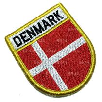 Bandeira Dinamarca Patch Bordada Fecho Contato Gancho Bandeira Dinamarca Patch Bordada Fecho Contato Gancho