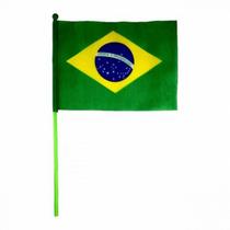 Bandeira Do Brasil Com Haste 14cmX21cm PCT C/12 - BemBrasil