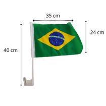 Bandeira Do Brasil Com Haste Branca Para O Vidro Do Carro 35 x 24 cm - LK