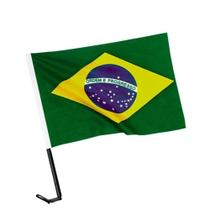 Bandeira do Brasil com Haste para Vidro do Carro - 45 cm - Decoração Brasil