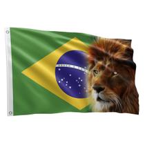 Bandeira Do Brasil e Leão de Judá Grande 1,50 X 0,90 M - Fadrix