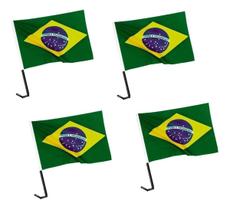 Bandeira Do Brasil Para Vidro Do Carro - Kit 4 Unidades