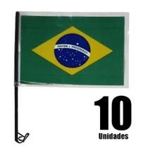 Bandeira do Brasil Plástico para Carro 30cm x 45cm - 10 Un
