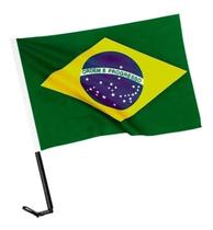 Bandeira do Brasil Tecido Pano Com Haste para Fixar Vidro Janela lateral Carro Veiculo - Real