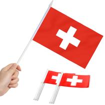 Bandeira em miniatura Anley Switzerland, pacote com 12, 13 x 21 cm com bastão