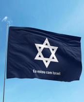 Bandeira Eu Estou Com Israel em Tecido Oxford 140x80 cm - Qualidade Premium 100% Poliéster