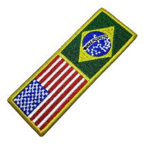 Bandeira EUA Estados Unidos Brasil Patch Bordada Para Kimono - BR44