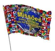 Bandeira Evangélica Missões Mundo 1,45M X 1,0M Em Tecido
