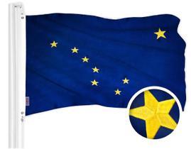 Bandeira G128, estado do Alasca, 75x125cm, bordada em tecido resistente