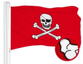 Bandeira G128 Pirate Jolly Roger Bones Vermelha 50x75cm Poliéster