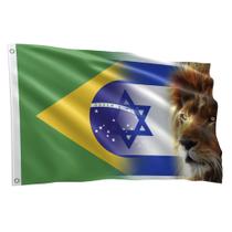 Bandeira Israel Brasil e Leão de Judá 1,50 X 0,90 M - Fadrix
