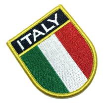 Bandeira Italia Patch Bordada Fecho de Contato Gancho - BR44