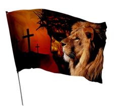 Bandeira Jesus Cristo Leão Da Tribo De Judá 1,50M X 1M - Prime Decor House