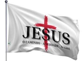 Bandeira Jesus Cruz Vermelha - O Caminho, A Verdade e A Vida 70x100cm Uma Face Estampada Bandeira Jesus Cruz Vermelha - O Caminho, A Verdade e A Vida 70x100cm Uma Face Estampada