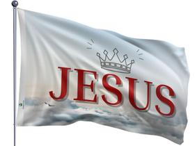 Bandeira Jesus nos Céus com Coroa 70x100cm Uma Face Estampada