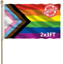 Bandeira KEYCA Progress Pride LGBTQ 2 x 3 pés de nylon ao ar livre Bandeira KEYCA Progress Pride LGBTQ 2 x 3 pés de nylon ao ar livre
