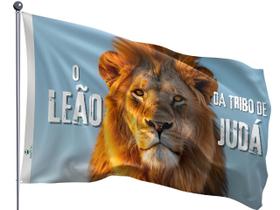 Bandeira Leão da tribo de Judá Jesus Céu Azul Dupla Face Estampada Tamanho 90x128cm - Culto Igreja Entrega Rápida