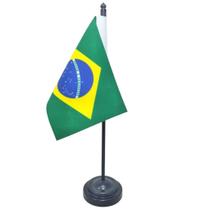 Bandeira Mesa Brasil (10x14cm) Dupla Face C/ Mastro 27,5 Cm