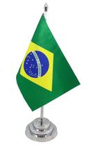 Bandeira Mesa Dupla Face Brasil Mastro 29 Cm Alt Cetim - SP Bandeiras