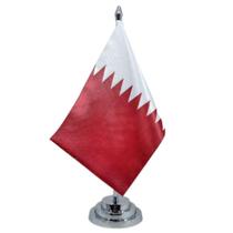 Bandeira Mesa Dupla Face Catar 29 Cm Alt (Mastro)