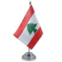 Bandeira Mesa Dupla Face Líbano 29 Cm Alt (Mastro)