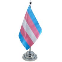 Bandeira Mesa Dupla Face Transgênero Mastro 29 Cm Alt Cetim - Sp Bandeiras