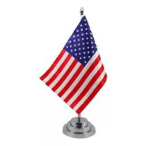 Bandeira Mesa EUA c/ Mastro 29cm - Poliéster Brilhante