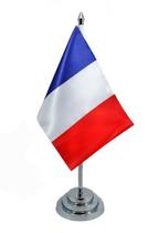 Bandeira Mesa França 29 cm Mastro Poliéster 14x20 cm