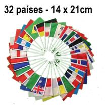 Bandeira Missões Evangelho 32 Nações De Mão 14x21 Cm