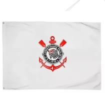 Bandeira Oficial Do Corinthians 130x90cm Dupla Face 2 Panos - Branco Bandeira Oficial Do Corinthians 130x90cm Dupla Face 2 Panos - Branco